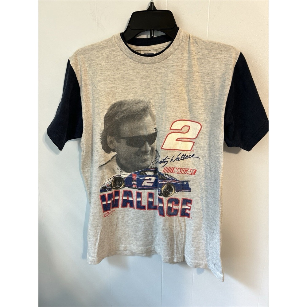 Vintage CSA NASCAR Rusty Wallace T Shirt Kids L 14/16 Grey Black Colorblock 2